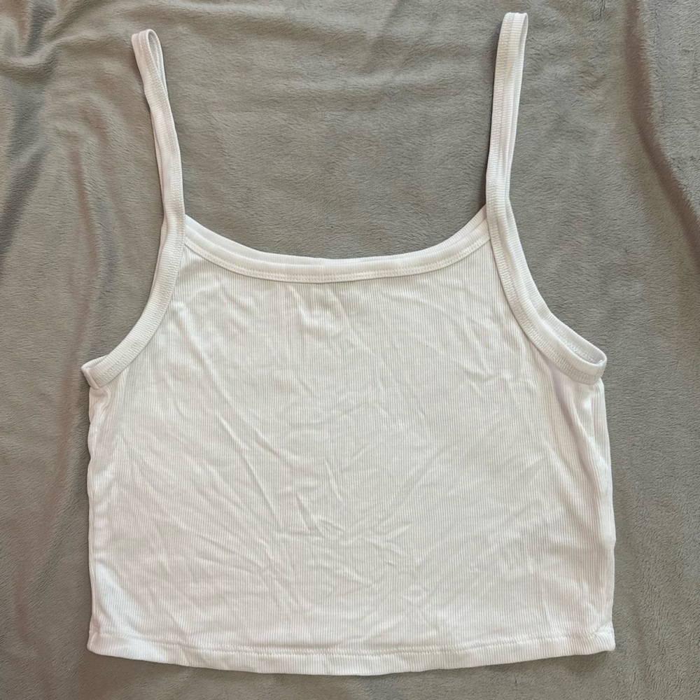 White Ribbed Tank Top